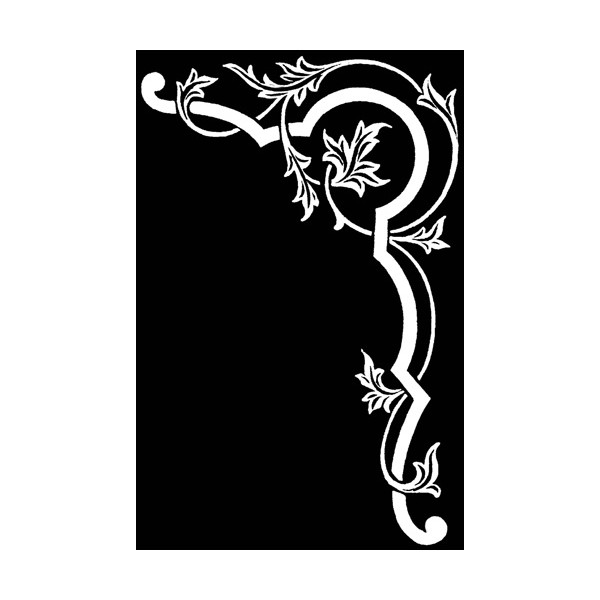 Гравировка виньетка «Угловой узор из плавных линий с цветочным орнаментом»